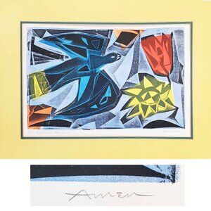 Irving Amen Vintage Mid Century Bird and Flower Wall Art Print 66/200 Signed